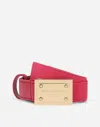 Dolce & Gabbana Stretch Belt With Logo Tag In Fuchsia