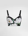 Dolce & Gabbana Gardenia Printed Marquisette Crop Top In Print