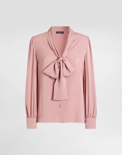 Dolce & Gabbana Silk Stretch Charmeuse Shirt In Black