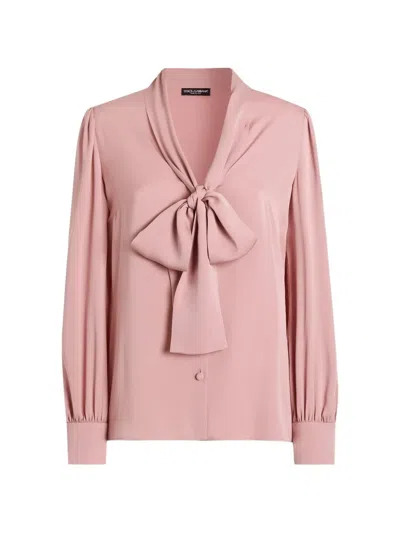 Dolce & Gabbana Stretch Charmeuse Shirt In Pink