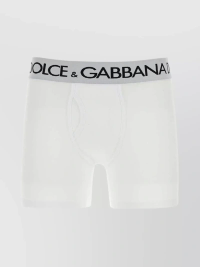 DOLCE & GABBANA STRETCH COTTON BOXER WITH ELASTIC WAISTBAND AND CONTRAST PIPING