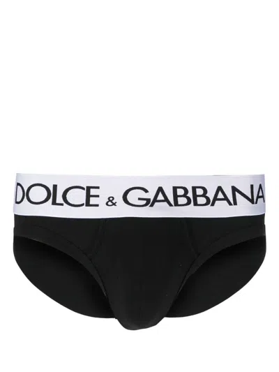 DOLCE & GABBANA STRETCH COTTON BRIEFS WITH LOGO WAISTBAND