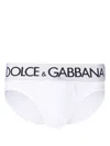 Dolce & Gabbana Mid-rise Briefs In Two-way Stretch Cotton In White