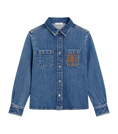 Dolce & Gabbana Kids' Stretch-cotton Denim Shirt In Blue