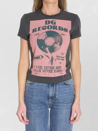 Dolce & Gabbana Stretch Cotton Fitted Crewneck Short Sleeve Top In Multi