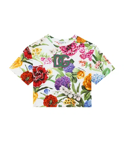 Dolce & Gabbana Kids' Stretch-cotton Floral T-shirt In White