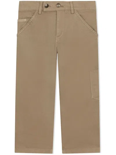 Dolce & Gabbana Kids' Stretch-cotton Gabardine Trousers In Neutrals