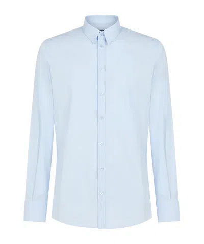 Dolce & Gabbana Stretch Cotton Gold-fit Shirt In Blue