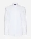 Dolce & Gabbana Slim Fit Long-sleeved Shirt In Stretch Cotton In White