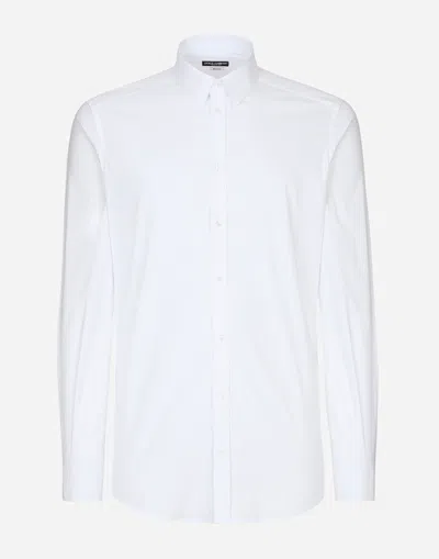 Dolce & Gabbana White Cotton Formal Dress Top Sicilia Shirt In Purple