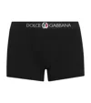 Dolce & Gabbana Two-way-stretch Jersey Regular-fit Boxers With Emblem In Black