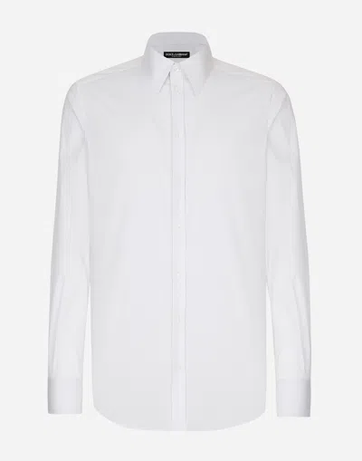 Dolce & Gabbana Stretch Cotton Martini-fit Shirt In Multicolor
