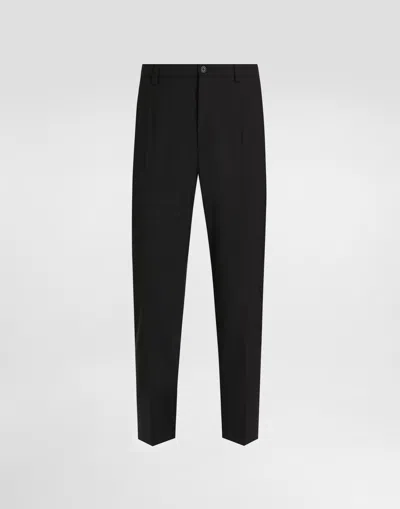 DOLCE & GABBANA STRETCH COTTON PANTS WITH DG EMBROIDERY