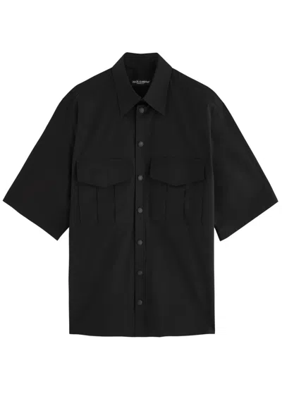 Dolce & Gabbana Stretch-cotton Poplin Shirt In Black