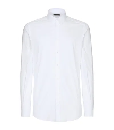 Dolce & Gabbana Stretch Cotton Gold-fit Shirt In White