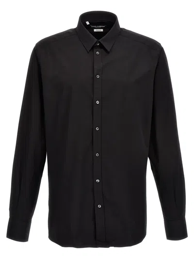 Dolce & Gabbana Stretch Cotton Shirt In Black