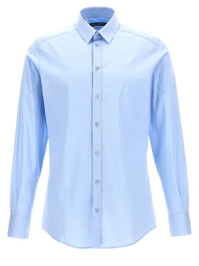 Dolce & Gabbana Stretch Cotton Shirt In Light Blue