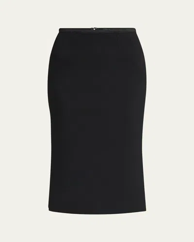 Dolce & Gabbana Stretch Crepe Straight Midi Skirt In Black