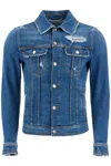 Dolce & Gabbana Washed Stretch Cotton Denim Jacket In Blue
