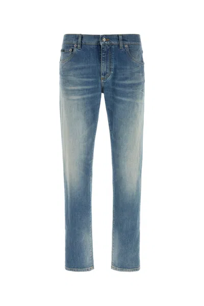 Dolce & Gabbana Denim Jeans Straight Leg Belt Loops In Blue
