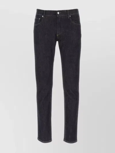 Dolce & Gabbana Stretch Denim Jeans Contrast Stitching In Black