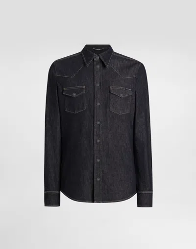 Dolce & Gabbana Stretch Denim Shirt In Multi