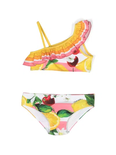 Dolce & Gabbana Kids' Printed Bikini In Multicoloured