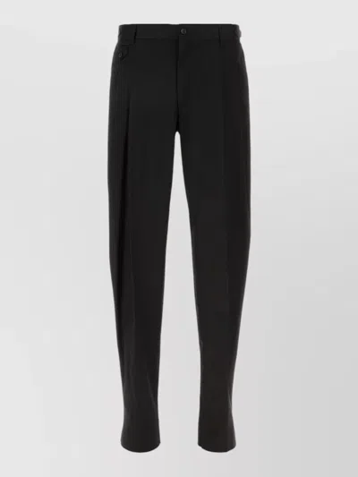 Dolce & Gabbana Stretch Gabardine Trousers Pleated Front Belt Loops In Black