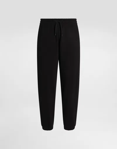 Dolce & Gabbana Stretch Jersey Jogging Pants With Embroidery In Black