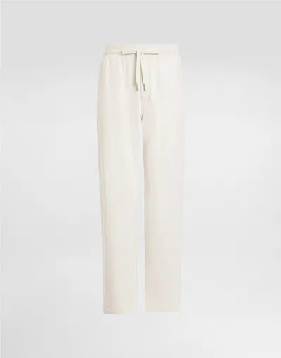 Dolce & Gabbana Jogging Pants In Linen Blend In White