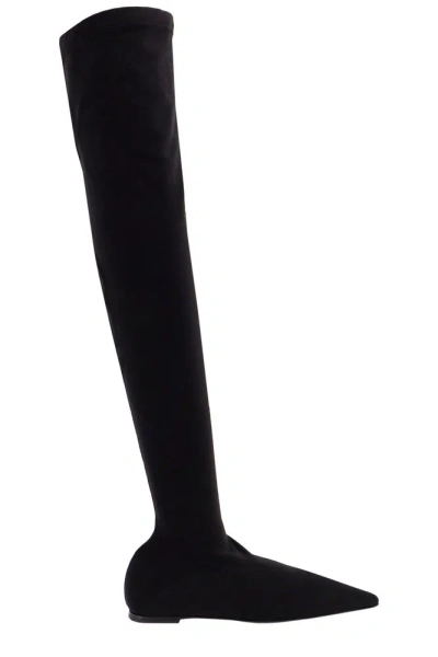 Dolce & Gabbana Stretch T-shirt Over-the-knee Boots In Black