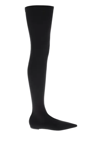 Dolce & Gabbana Stretch Jersey Thigh High Boots In Black