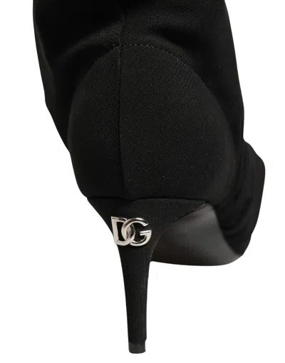 Dolce & Gabbana Stretch Knit Heel Boot In Black