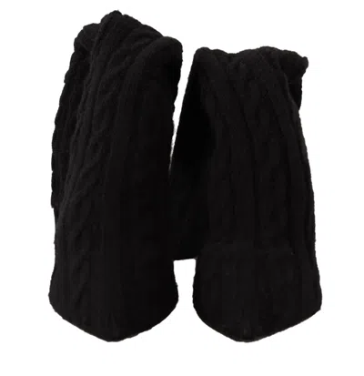 Dolce & Gabbana Stretch Knit Knee-high Boot In Black