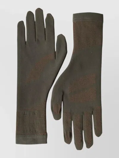 Dolce & Gabbana Stretch Knit Wrist Length Gloves Textured Grip In Green