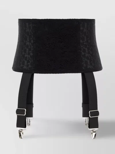 Dolce & Gabbana Stretch Lace Belt Adjustable Straps In Black