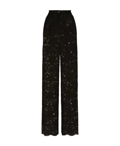 Dolce & Gabbana Flared-leg Lace Pants In Black