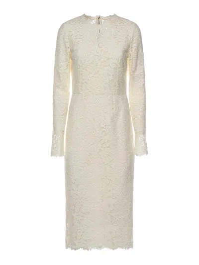 Dolce & Gabbana Stretch Lace Dress In White