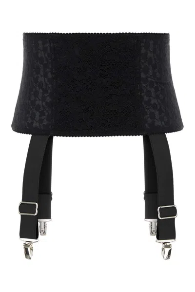Dolce & Gabbana Black Stretch Lace Belt