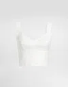 Dolce & Gabbana Woven Cotton Bustier Tank Top In White