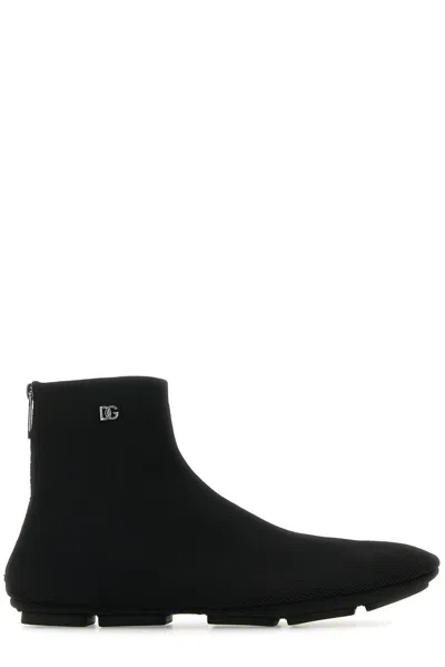 Dolce & Gabbana Stretch Mesh Ankle Boots In Nero (black)