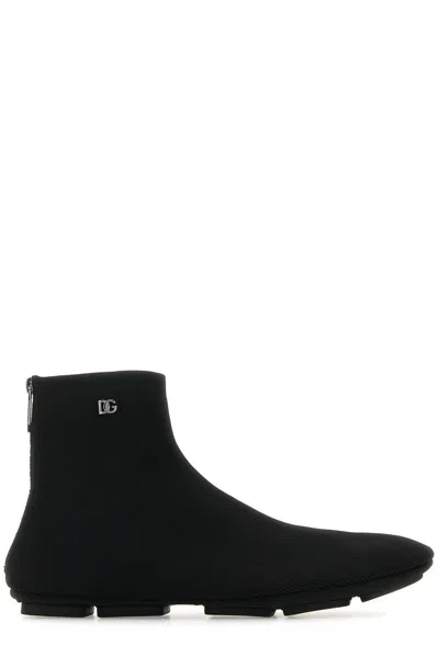 Dolce & Gabbana Stretch Mesh Ankle Boots In Black