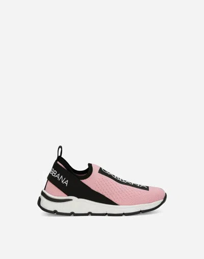 Dolce & Gabbana Kids' Stretch Mesh Sorrento 2.0 Trainers In Pink