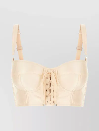 Dolce & Gabbana Stretch Polyester Blend Top With Underwire Cups In Neutral
