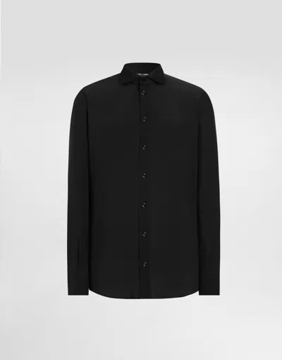 Dolce & Gabbana Stretch Poplin Martini Shirt In Black