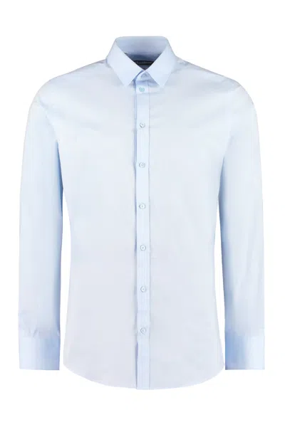 Dolce & Gabbana Stretch Poplin Shirt In Light Blue