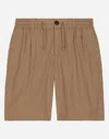 Dolce & Gabbana Stretch Poplin Shorts With Logo Tag In Beige