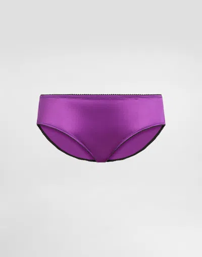 Dolce & Gabbana Stretch Satin Briefs In Purple