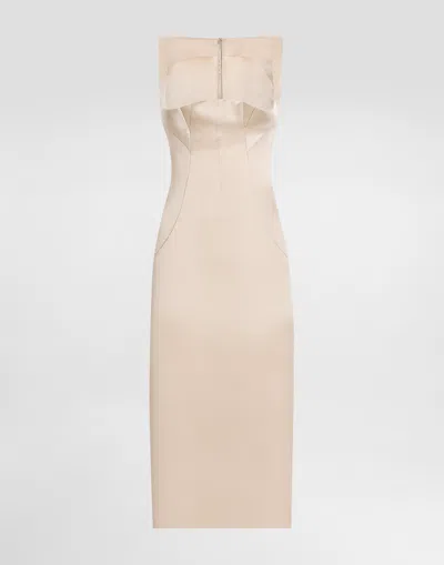 Dolce & Gabbana Stretch Satin Calf-length Sheath Dress In Pink