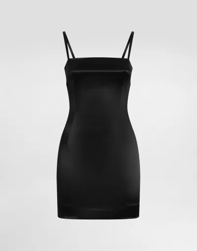 Dolce & Gabbana Stretch Satin Dress In Black